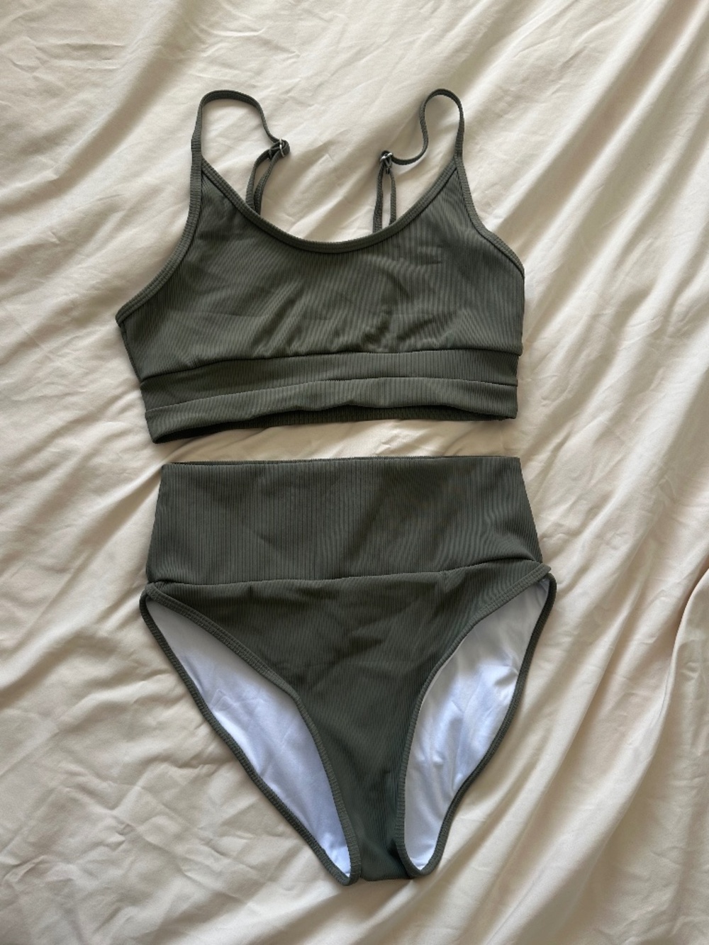 High Waisted Bikini Color Block Bathing Suit - Size S